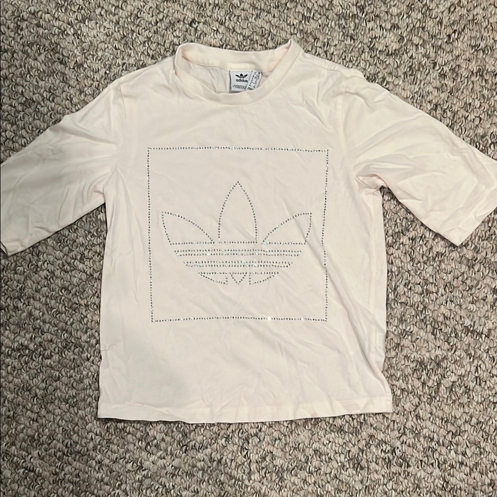 Adidas Cream Short Sleeve Tee Minimalist Design
